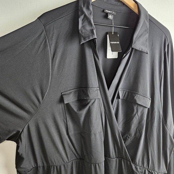 NEW Torrid At The Knee Studio Knit Collared Dress 6 6X Black Stretch NWT - Picture 5 of 10